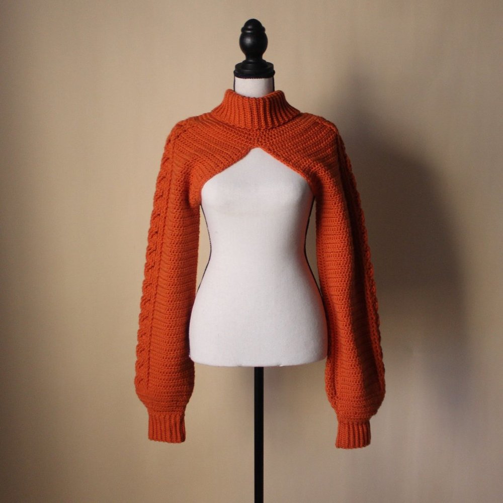Orange Knit Arm Warmers~ One Size